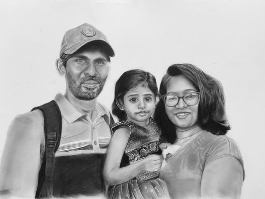 Timeless Family Portrait – Custom Pencil Artwork